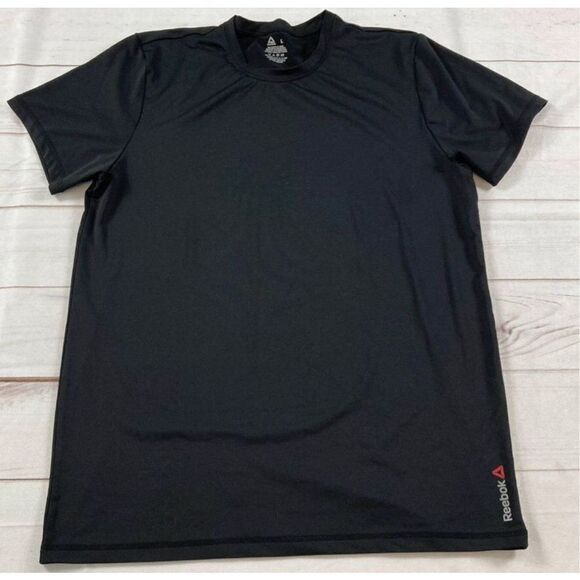 Reebok Mens Black Speedwick Performance Short Sleeve Running Shirt Size Large - Picture 1 of 6